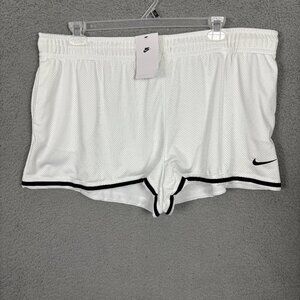 Nike Women's Sportswear Essentials Mesh Mid-Rise Shorts White XXL New With Tag's